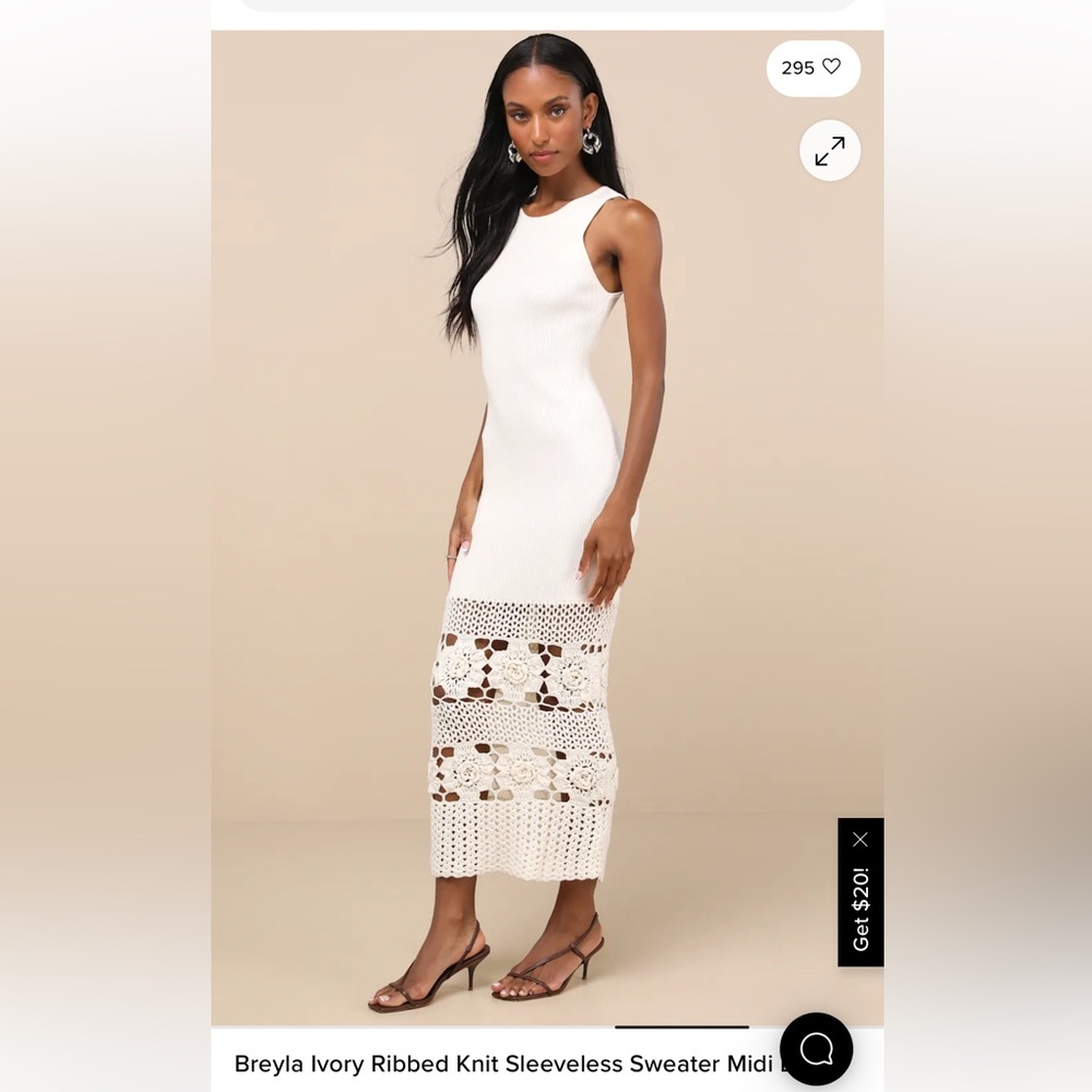 Breyla Ivory Sleeveless Knit Midi Dress